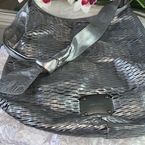 Authentic Jimmy Choo Metallic Silver Hobo Bag